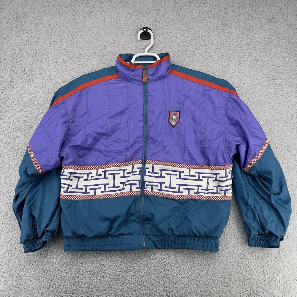 VTG Le Coq Sportif Colorblock Windbreaker Jacket Mens M Purple 90s Y2K Geometric